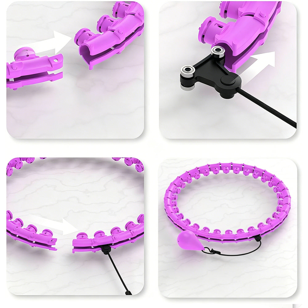 32 Section Detachable Weighted Hula Hoop Adjustable 26 to 58 Inches-Purple