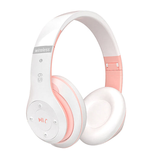 Wireless Bluetooth Headphones Foldable Over Ear Stereo Headsets with Built-in Mic Pink