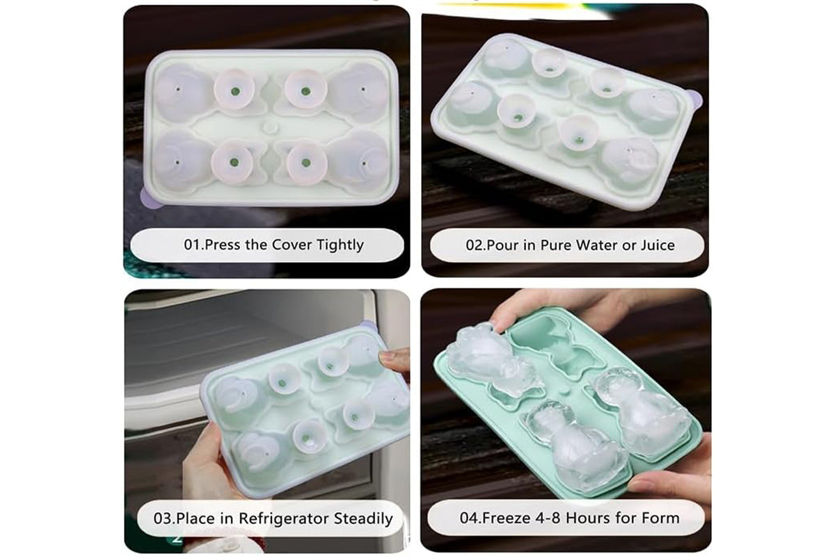 3D Cat Ice Cube Mold Fun Shapes Cat Lover Gifts Silicone Large Craft Ice Mold for Whiskey Cocktails Bourbon-Green