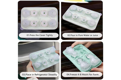 3D Cat Ice Cube Mold Fun Shapes Cat Lover Gifts Silicone Large Craft Ice Mold for Whiskey Cocktails Bourbon-Green