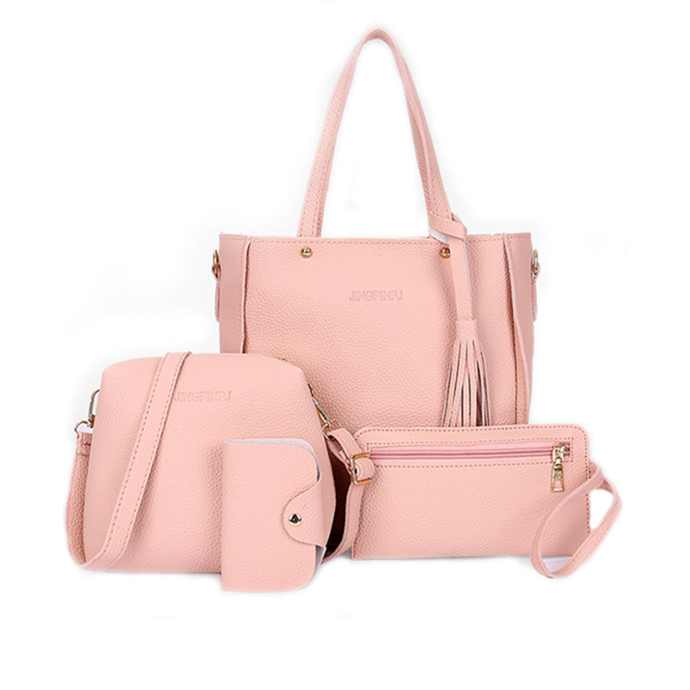 Four-Piece Women's Bag Set-Pink