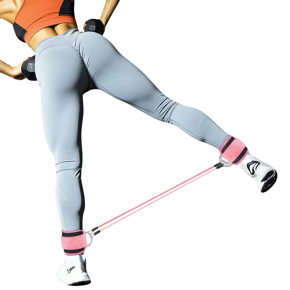 Resistance Bands Set for Legs & Glutes with Ankle Cuffs Home Gym Workout Pink