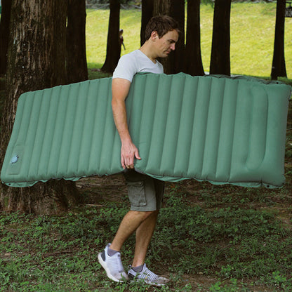Inflatable Camping Sleeping Pad Lightweight Built-in Pump Air Mattress Camping Mat with Pillow Green