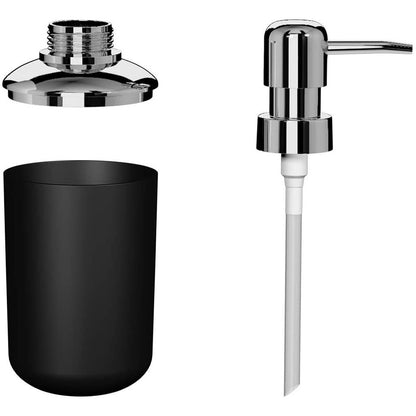 6 Piece Bathroom Accessories Set Soap Dish Soap Dispenser Toothbrush Holder Toilet Brush Trash Bin-Black