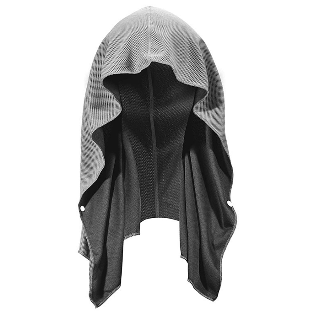 2Pcs Cooling Hooded Neck Gaiter Breathable Mesh Scarf with Buttons for Sun Shade Blue Gray