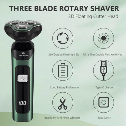 4-in-1 Electric Razor USB Rechargeable Rotary Shaver for Men