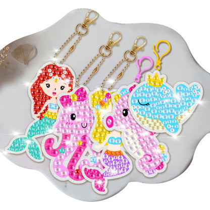 15 Styles DIY Rhinestone Painting Keychain Kits Christmas Decor