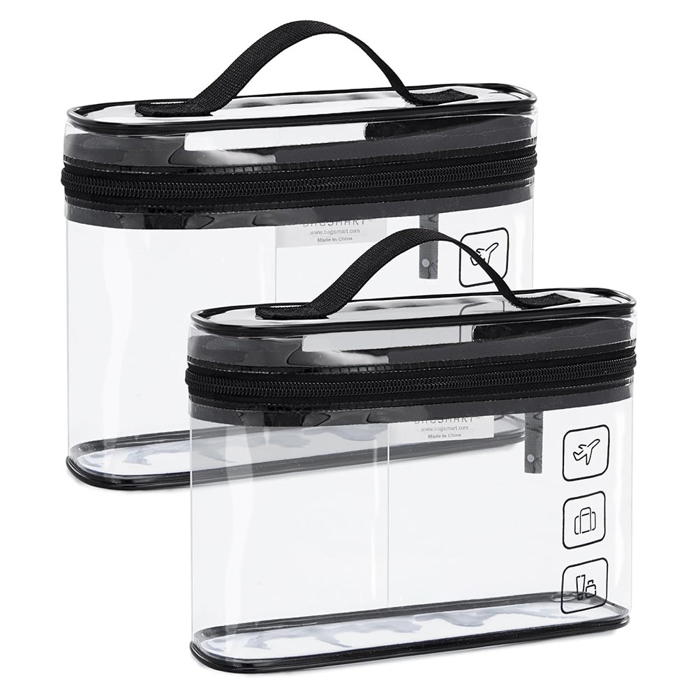 2Pcs Clear Toiletry Bag Waterproof Travel Makeup Organizer Carry-on Travel Accessories