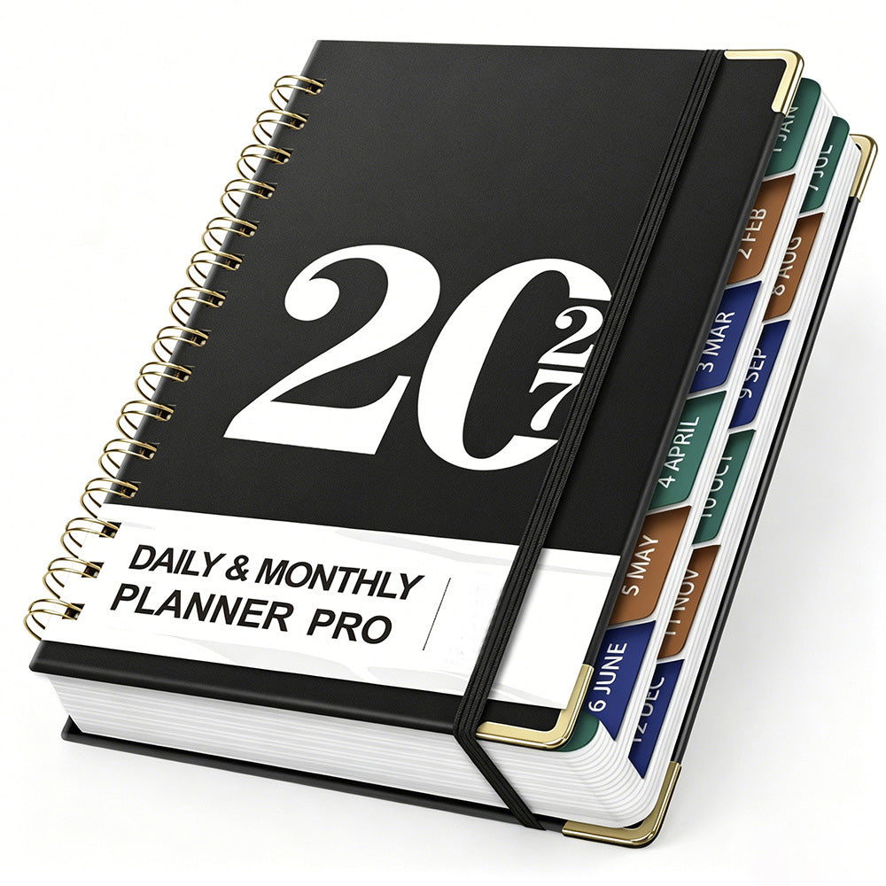 2027 A5 Hardcover Weekly Planner Calendar Notebook January to December - Black