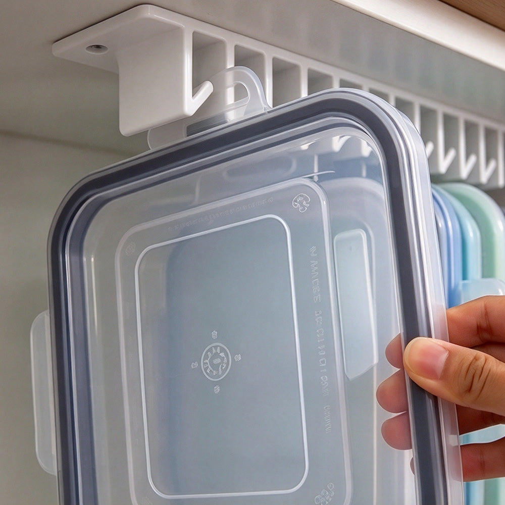 2 Pack 10 Slots Kitchen Under Cabinet Food Container Lid Organizer Storage White