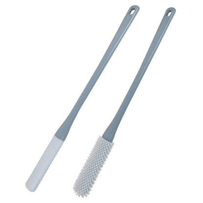 2Pcs Set Toe Cleaning Brushes Foot Scrubber with Long Handle Grey