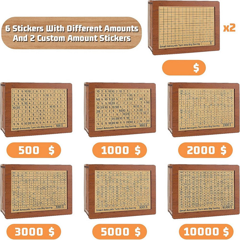 Cash Vault Wooden Savings Box Wooden Cash Saver Money Box