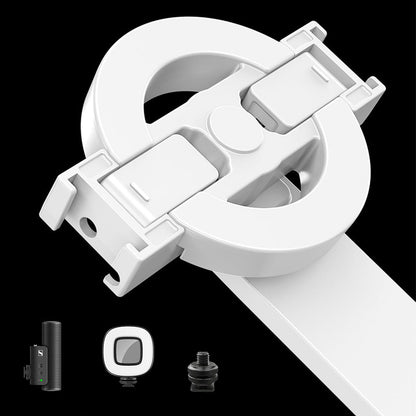 Portable Phone Tripod Stand Retractable Selfie Stick with Remote Control and Fill Light for Photograph Video Recording White