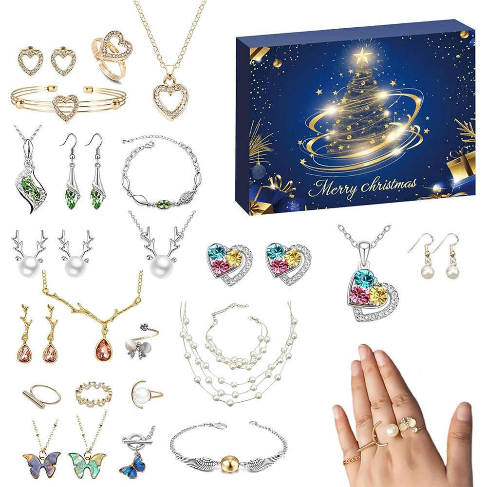 24 Days Jewerly Countdown to Christmas Calendar Xmas Necklace Earrings Bracelet Advent Calendar Surprise Box Style 2