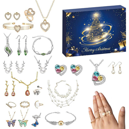24 Days Jewerly Countdown to Christmas Calendar Xmas Necklace Earrings Bracelet Advent Calendar Surprise Box Style 2