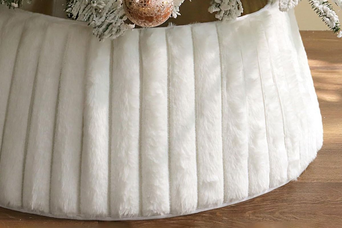 Christmas Tree Collar With Stripe Textured Pattern Christmas Tree Skirt Base