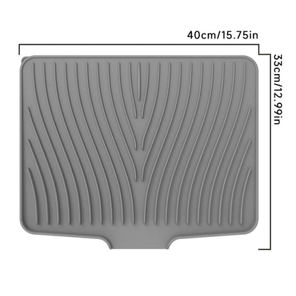 Silicone Dish Drying Mat for Kitchen Counter Non-Slip Drain Pad Grey