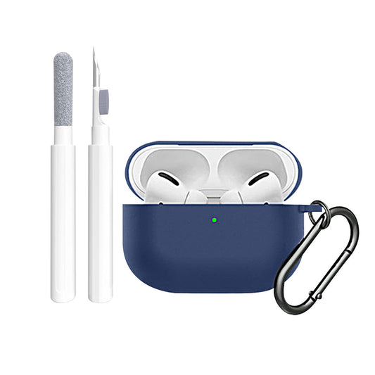 For AirPods Pro Silicone Protective Case Cover with Cleaner Kit and Keychain Blue