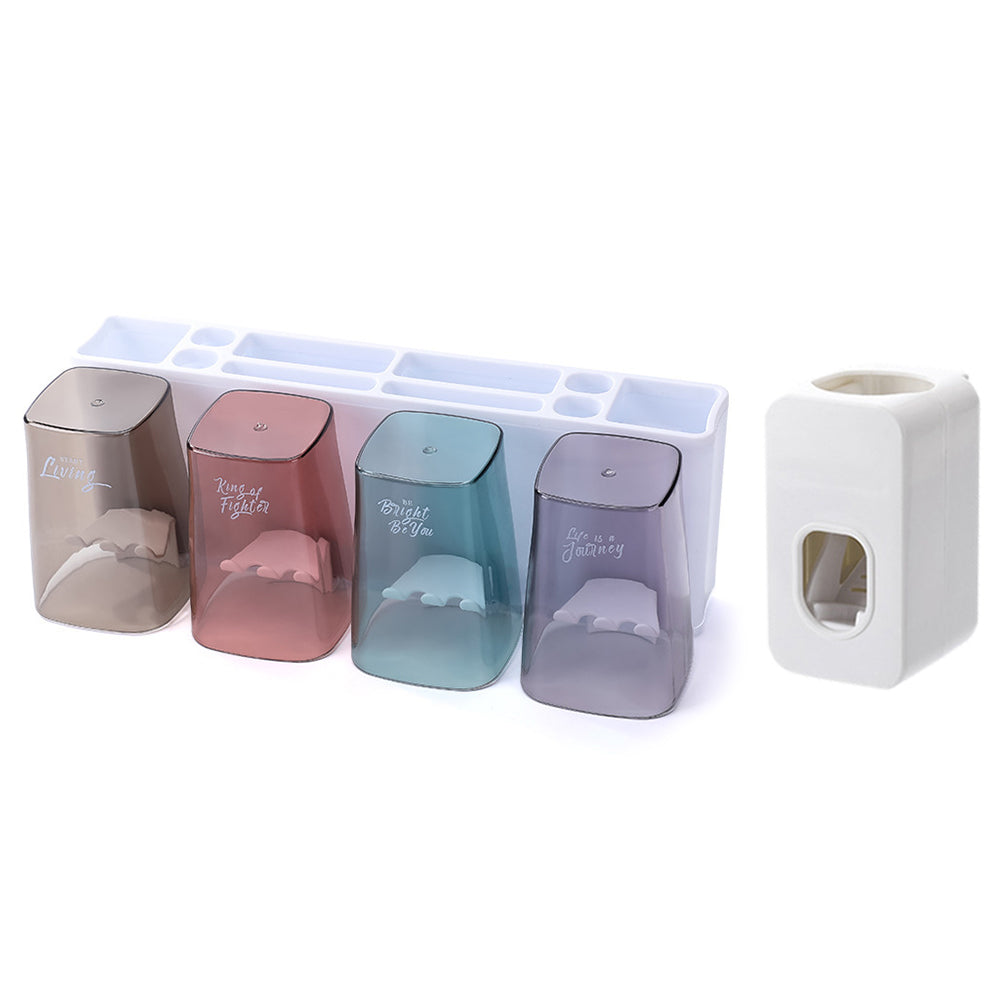 Toothbrush Holders for Bathrooms with Automatic Toothpaste Squeezer