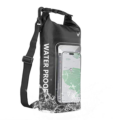 Water Resistant Dry Bag Roll Top Crossbody Shoulder Bag with Phone Pouch Black