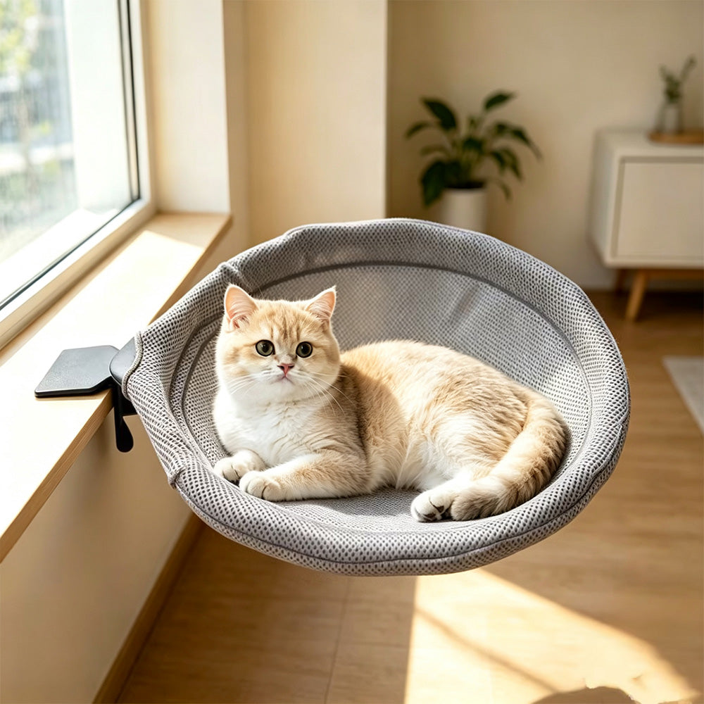 Desk Mounted Reversible Mesh Cat Hammock with Steel Frame