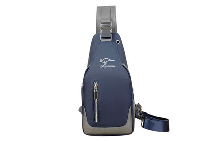 Chest Bag Sling Backpack Cross Body Bag With USB Port For Walking Hiking Travel-Blue