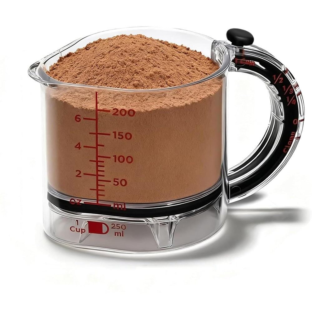 Adjustable 4-in-1 Measuring Cup with Scraper Base for Baking Cooking Use