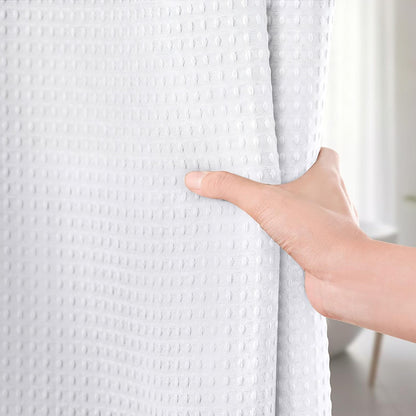 Waffle Weave Water Resistant Shower Curtain - White