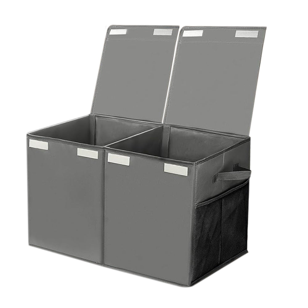 Foldable Toy Storage Organizer Box with Lid and Dividers-Grey