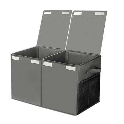 Foldable Toy Storage Organizer Box with Lid and Dividers-Grey