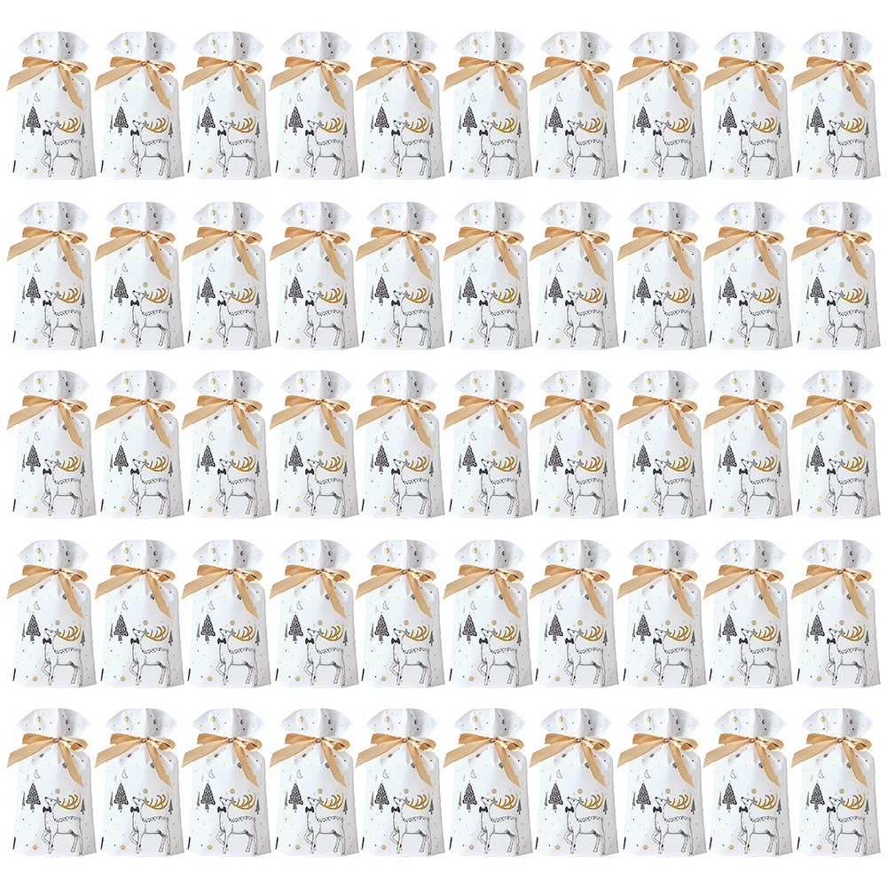 50PCS Christmas Candy Treat Bags Gift Wrapping Drawstring Bags for Holiday Parties Style 1