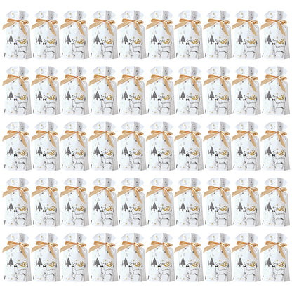 50PCS Christmas Candy Treat Bags Gift Wrapping Drawstring Bags for Holiday Parties Style 1