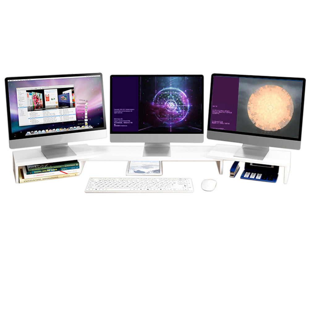 Dual Monitor Stand Riser Adjustable Desk Stand for iMac Laptop & Books White