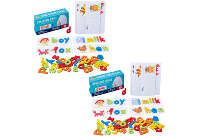 2Pcs Wooden Puzzle Spelling Words Game Educational Toy Word Spelling Matching Game