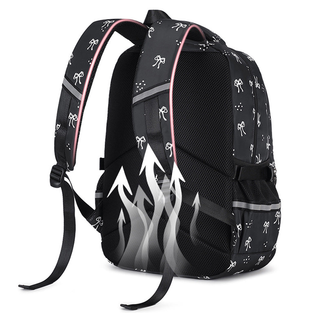 3 Piece Girls School Backpack Set with Lunch Bag Pencil Case - Black