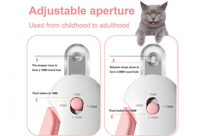 Adjustable Aperture Cat Nail Clipper with Nail File and Nail Storage -Blue and Pink
