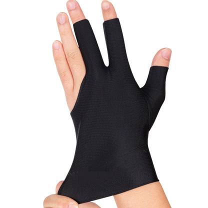 Three Finger Billiards Gloves For Left Hand Pool And Snooker-Black