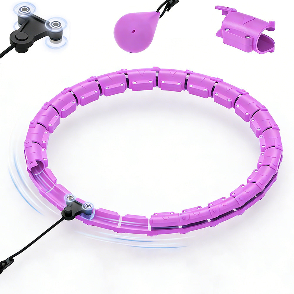 32 Section Weighted Hula Hoop with Massage Rollers-Purple
