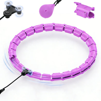 32 Section Weighted Hula Hoop with Massage Rollers-Purple
