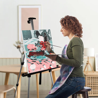 168cm Adjustable Art Painting Easel Stand Aluminum Metal Tripod for for Table-Top Floor Drawing and Displaying