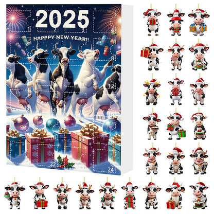 Christmas Cow Advent Calendar ¨C 24-Day Blind Box Ornaments Set for Tree Style 1