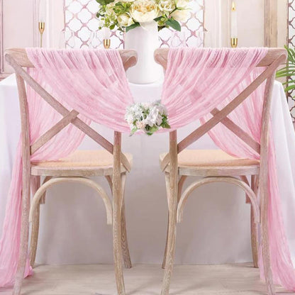 90 x 300cm Easter Cheesecloth Table Runner Boho Rustic Table Runner for Wedding Party Home Decor Pink