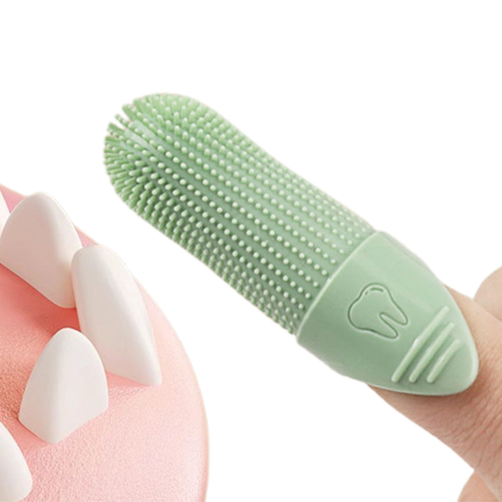 Silicone Pet Finger Toothbrush ¨C Daily Teeth Cleaning for Cats and Dogs Green