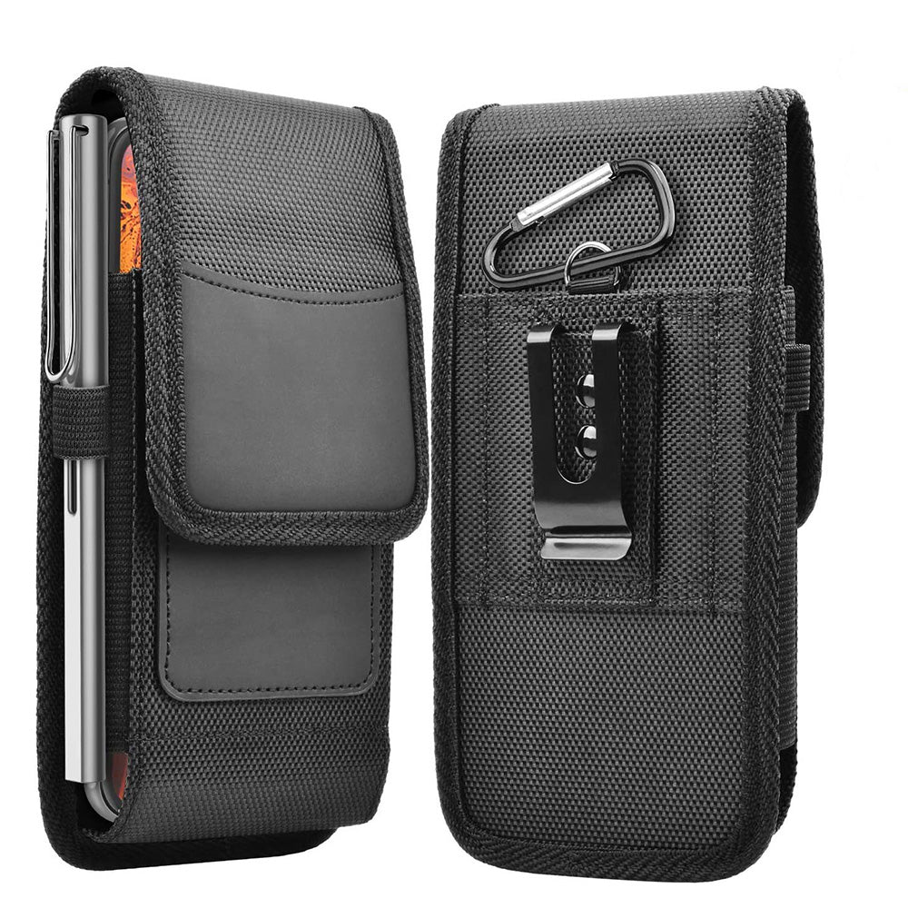 Universal Black Oxford Phone Waist Pouch with Belt Clip & Card Slot M