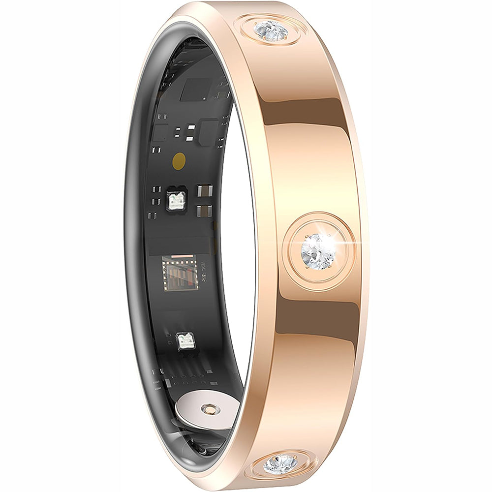 Stainless Steel Smart Ring with Charging Case-Gold