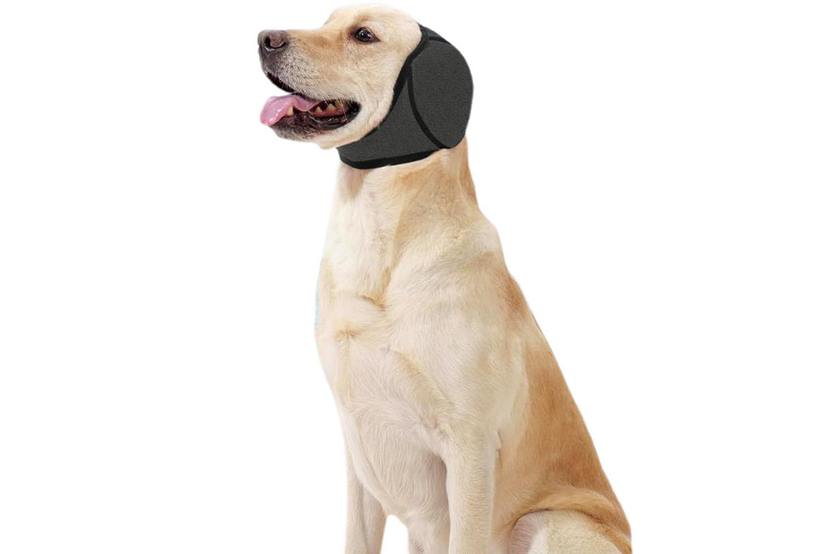 Dog Ear Muffs Noise Protection Calming Hoodie Dog Ear Covers for Noise Anxiety Relief -Grey