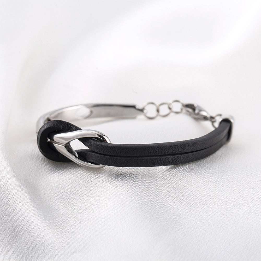 PU Leather Bracelet Geometric Stainless Steel Mens Bracelet