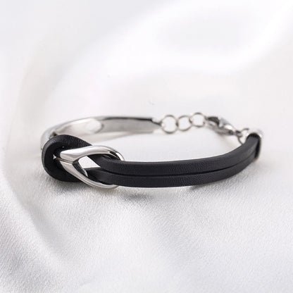PU Leather Bracelet Geometric Stainless Steel Mens Bracelet