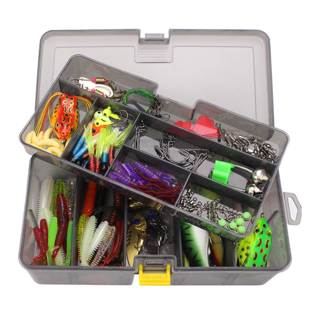 169PCS Fishing Lures Kit Set Two Layers Tackle Box With Fishing Baits Fishing Plier