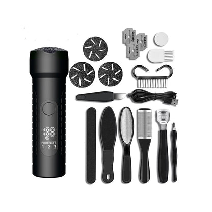 Electronic Foot File Grinder Set Electric Callus Remover Foot Pedicure Tool Black